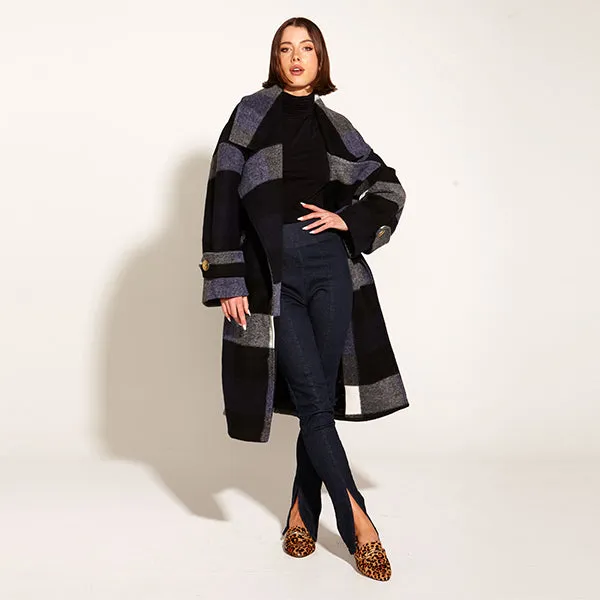 Stranger Oversized Coat - Navy Check