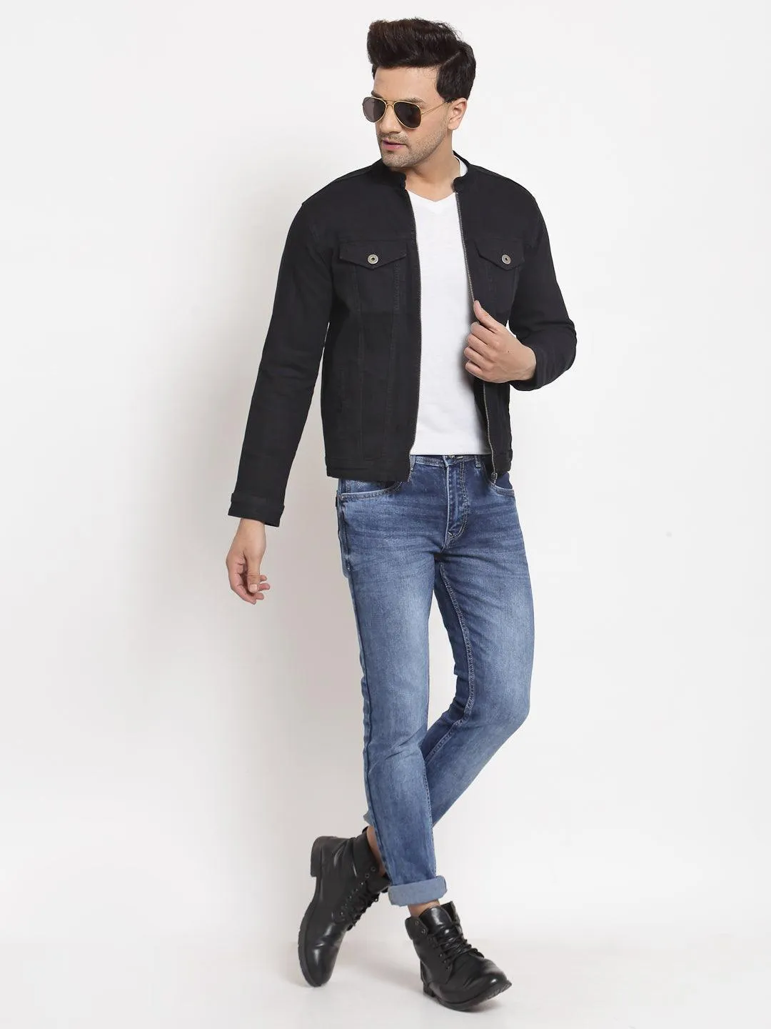 Style Quotient Men Black Solid Denim Jacket