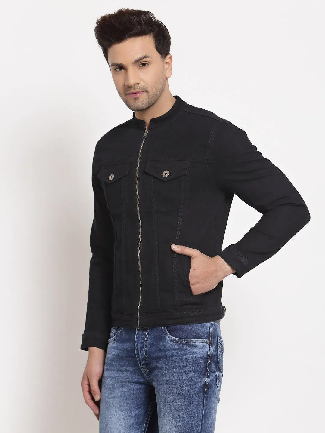 Style Quotient Men Black Solid Denim Jacket