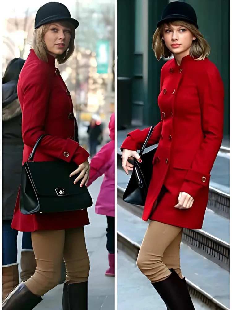 Taylor Swift Red Double Breasted Coat