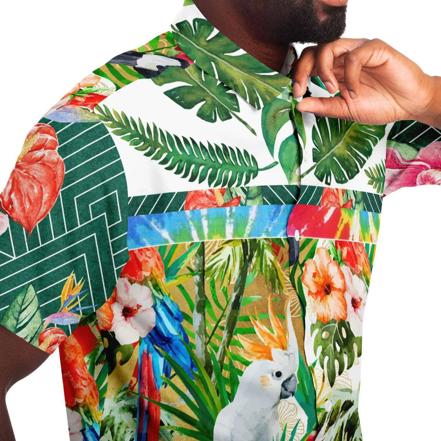 Tropical Reflection Short Sleeve Button Down Shirt