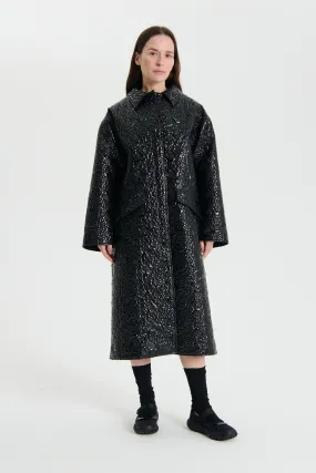 VINONA | COAT LACCATA FLORAL QUILT BLACK