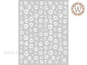 White Hibiscus Flower Adhesive Nail Art Sticker - 1 pc (CB-050W)